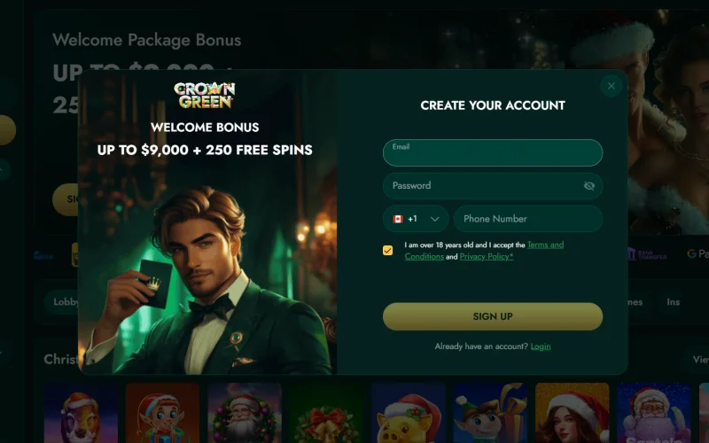 Crowngreen Casino Registration Form